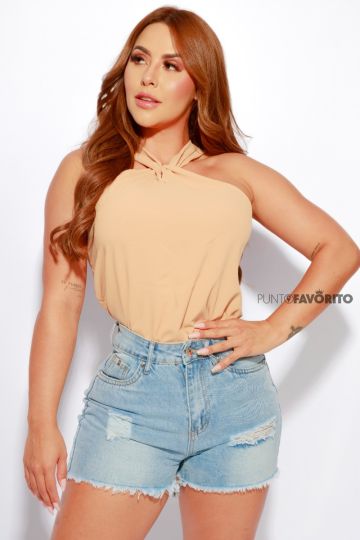Blusa de dama con simulación de nudo alfrente