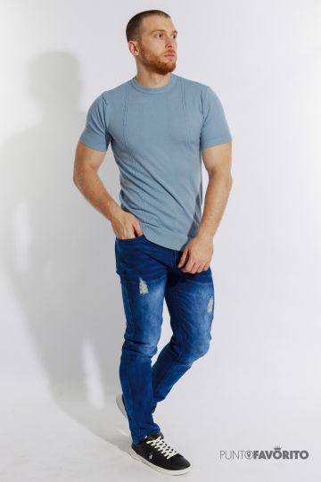 Camiseta Chain - Celeste