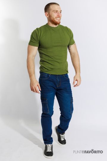 Camiseta con textura de cadena - Verde Musgo