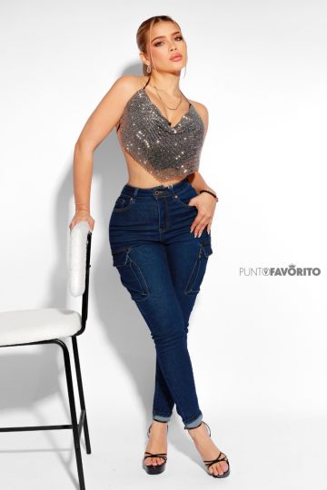 Blusa de amarre atras con perlas