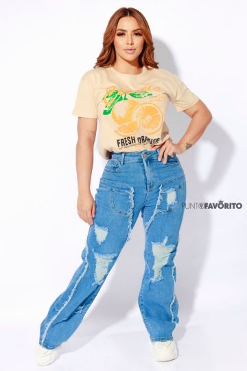 Pantalón ancho rasgado