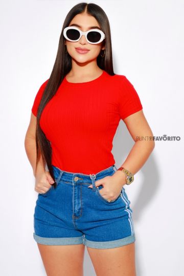 Blusa de dama manga corta cuello redondo