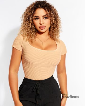 Blusa beige rayada